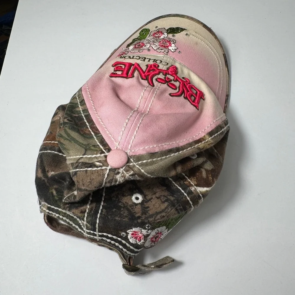 Vtg Y2K Bone Collector Camo Pink Grunge Floral‎ Hat Cap Adjustable